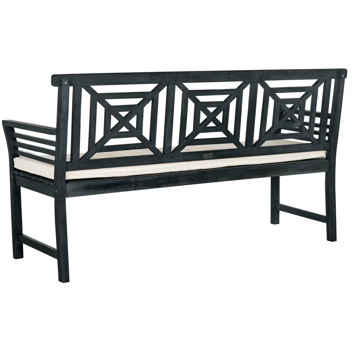Safavieh Del Mar 3 Seat Bench , PAT6737 - Dark Slate Gray / Beige