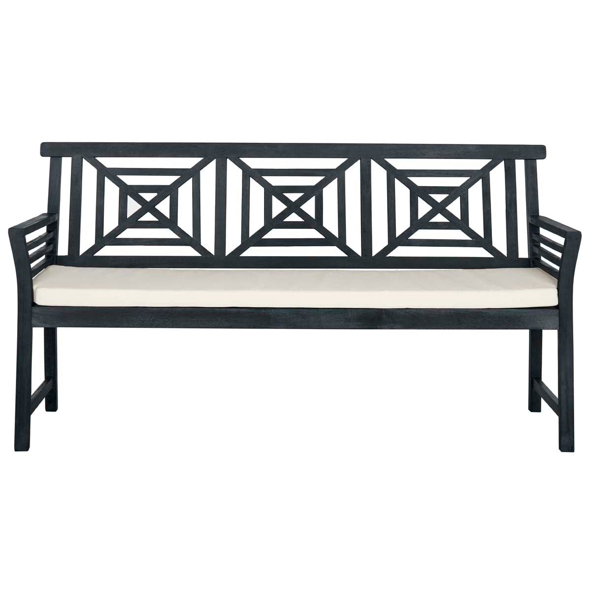 Safavieh Del Mar 3 Seat Bench , PAT6737 - Dark Slate Gray / Beige