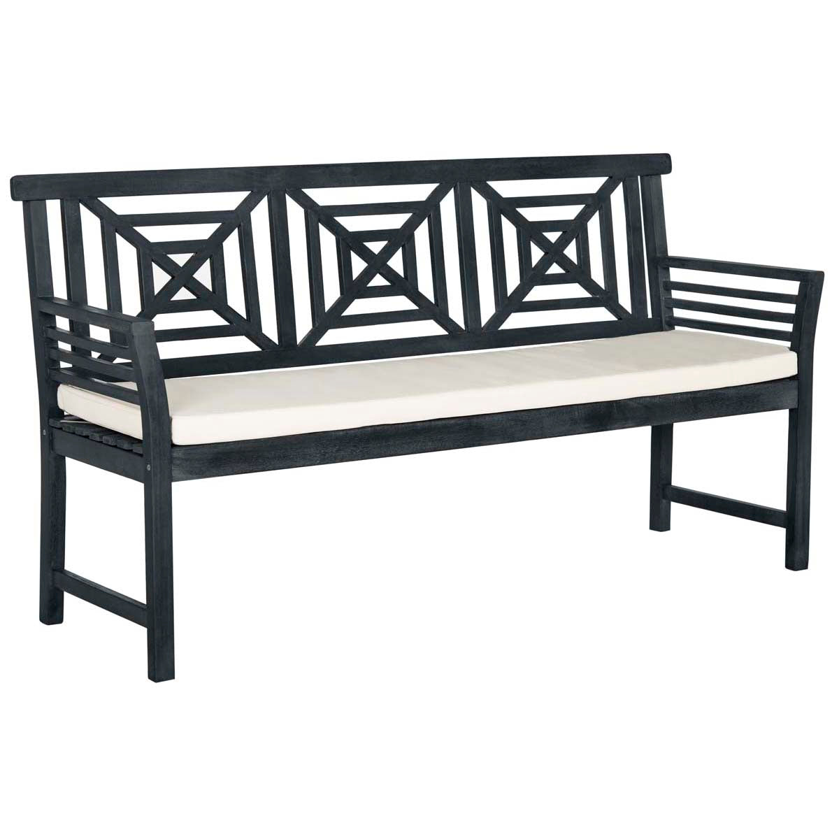 Safavieh Del Mar 3 Seat Bench , PAT6737 - Dark Slate Gray / Beige