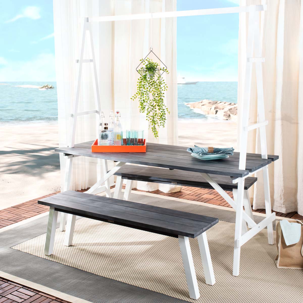 Safavieh Willamy 3 Pc Dining Set , PAT6761 - Ash Grey/White