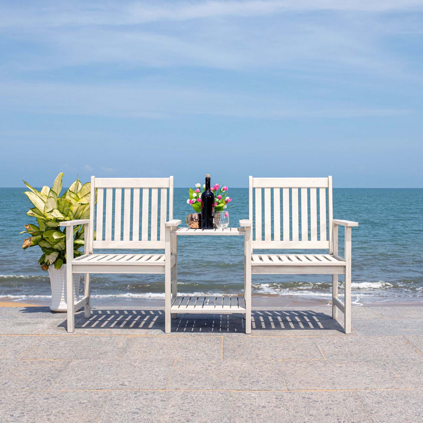 Safavieh Brea Twin Seat Bench , PAT7014 - White