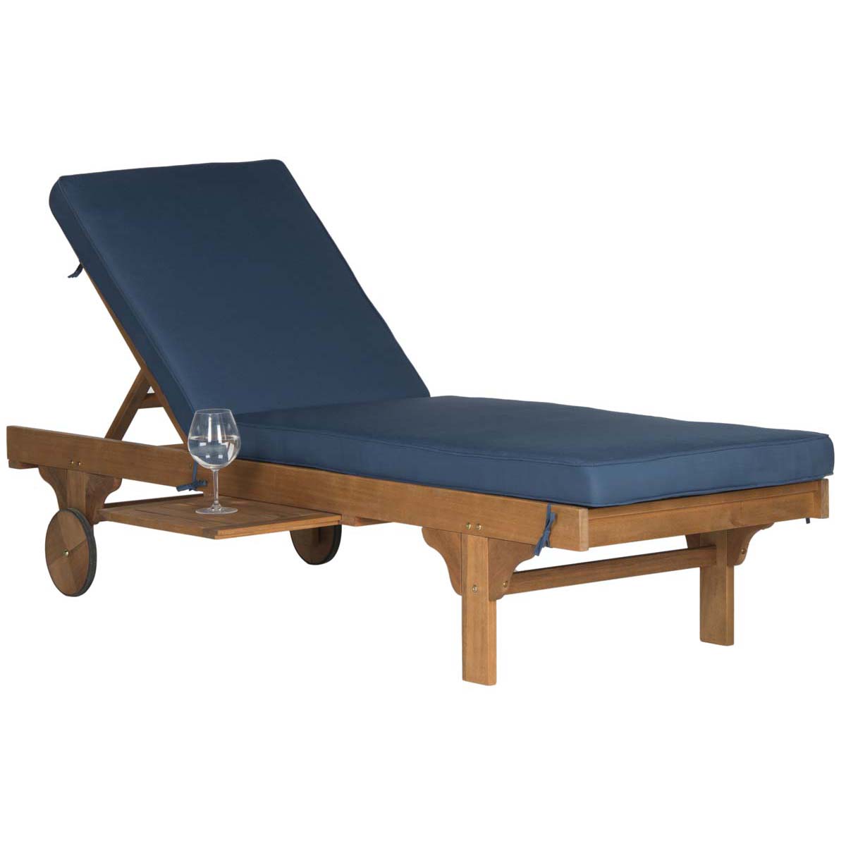 Safavieh Newport Chaise Lounge Chair With Side Table , PAT7022 - Natural/Navy