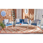 Safavieh Alda 4 Pc Outdoor Set With Accent Pillows , PAT7033 - White/Navy/White