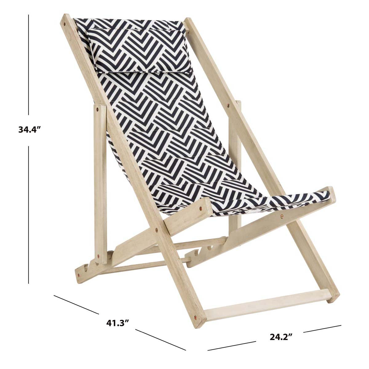 Safavieh Rive Foldable Sling Chair , PAT7039 - White Wash/Navy