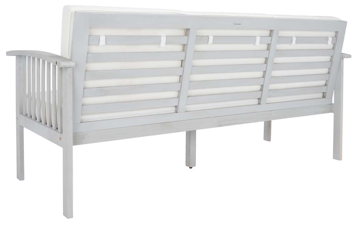 Safavieh Finnick Outdoor Bench , PAT7303 - Grey Wood/Beige Cushion
