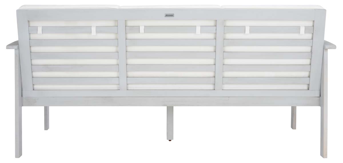 Safavieh Finnick Outdoor Bench , PAT7303 - Grey Wood/Beige Cushion