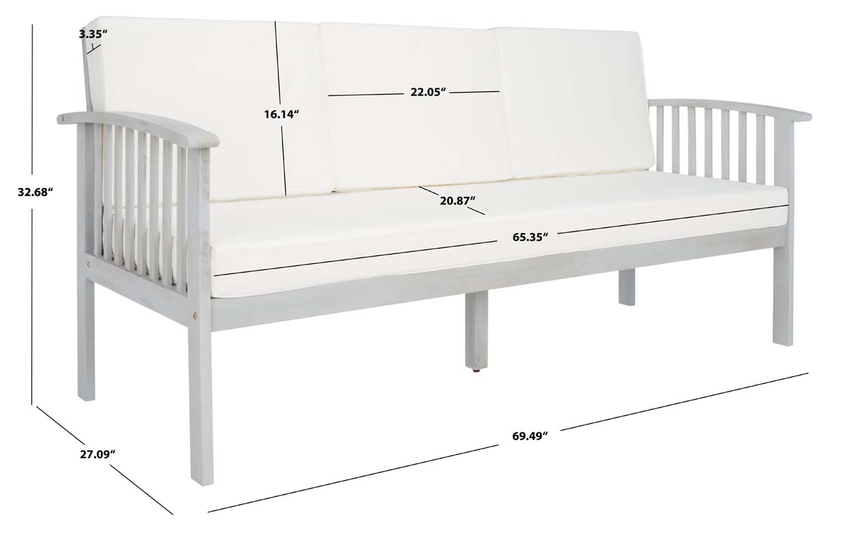 Safavieh Finnick Outdoor Bench , PAT7303 - Grey Wood/Beige Cushion
