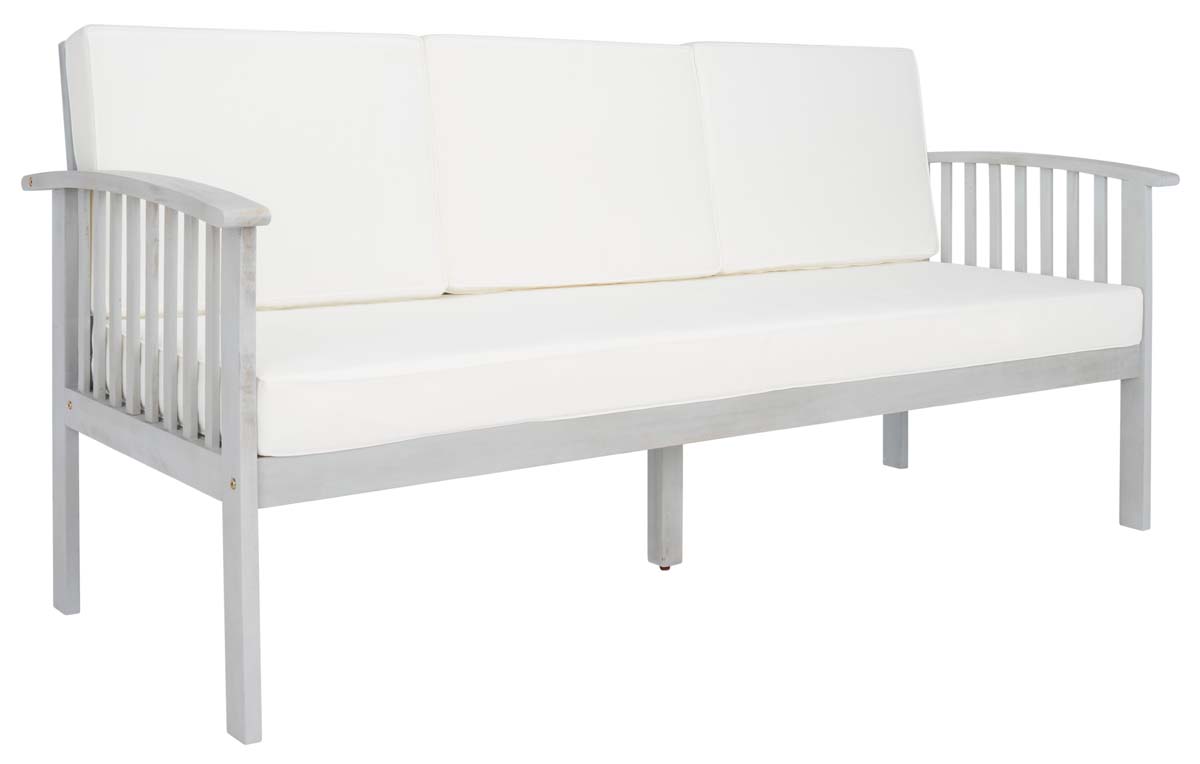 Safavieh Finnick Outdoor Bench , PAT7303 - Grey Wood/Beige Cushion