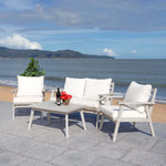 Safavieh Castalia 4 Piece Outdoor Living Set , PAT7305 - Grey / Beige