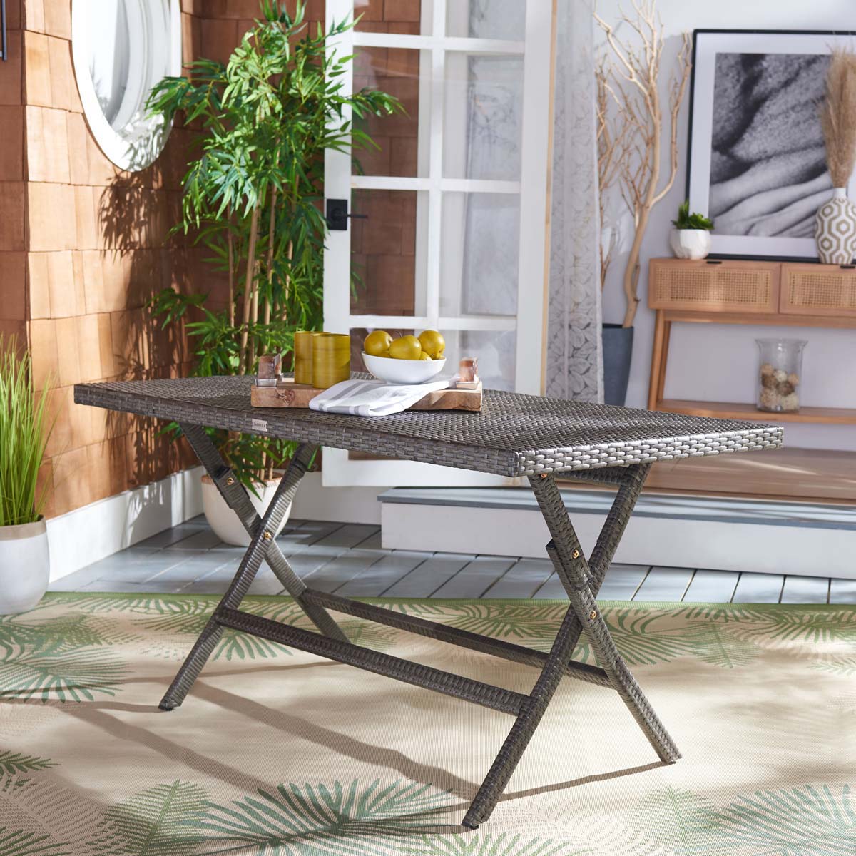 Safavieh Akita Folding Table , PAT7503 - Grey Brown / White