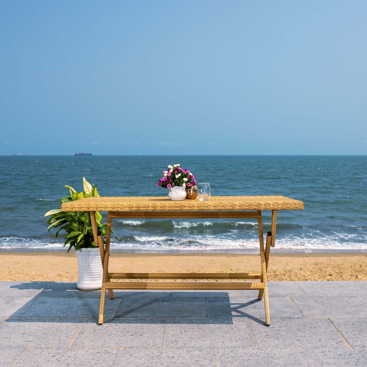 Safavieh Akita Folding Table , PAT7503 - Natural / White