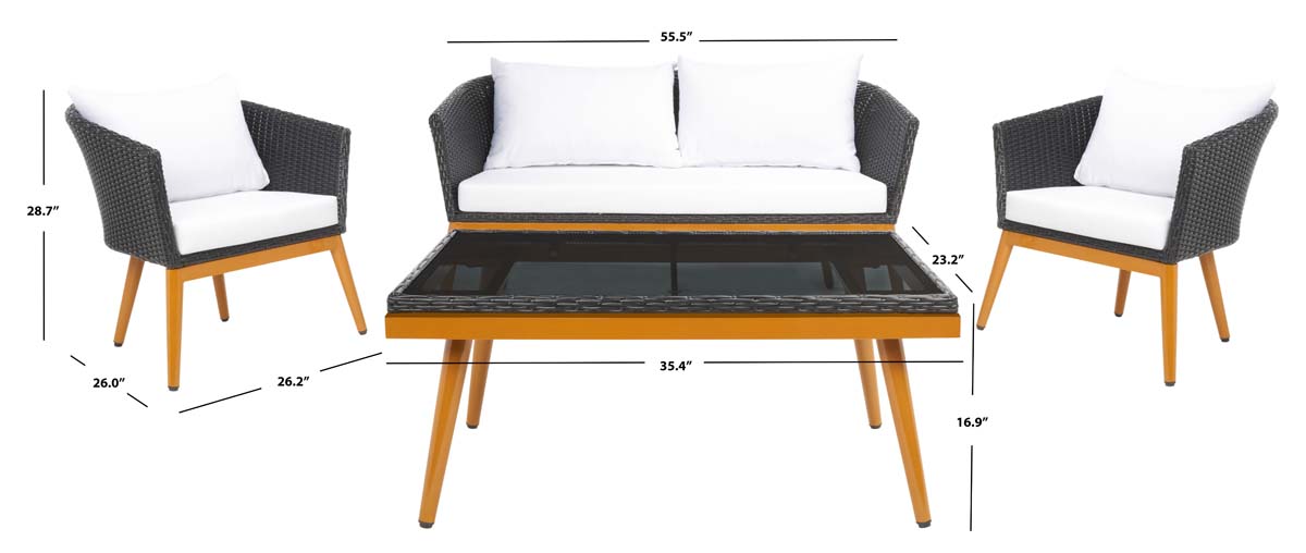 Safavieh Malsor 4Pc Outdoor Living Set , PAT7529