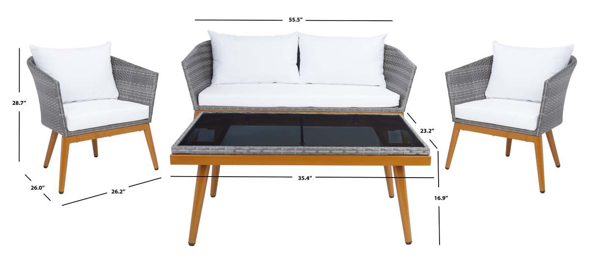 Safavieh Malsor 4Pc Outdoor Living Set , PAT7529