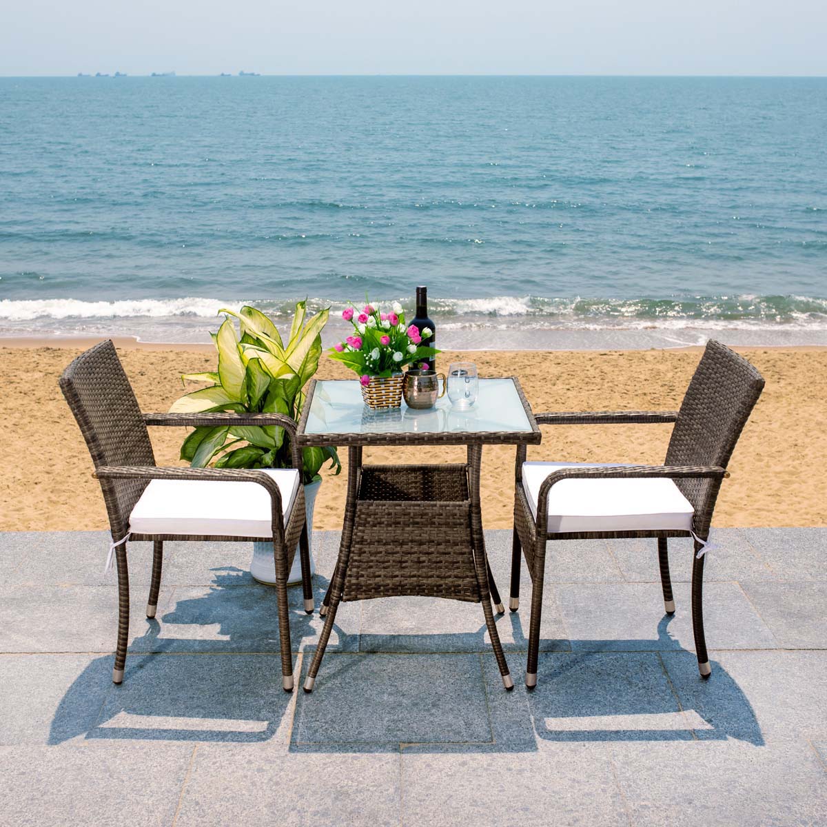 Safavieh Laban Bistro Set , PAT7718 - Grey Brown / White