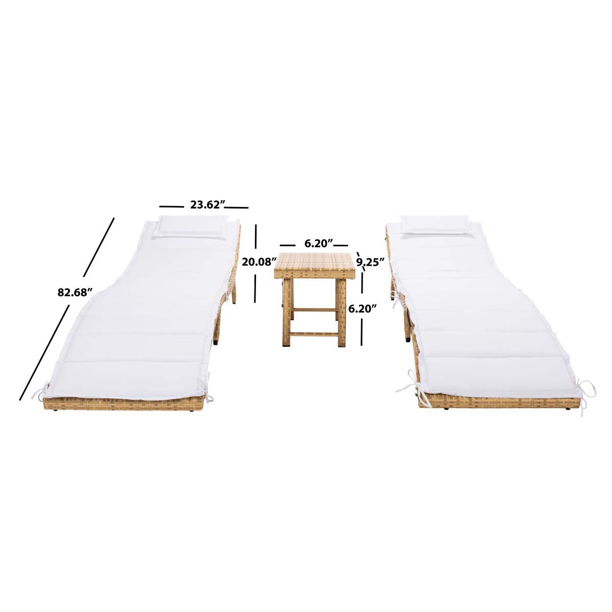 Safavieh Carew 3 Piece Sun Lounger Set , PAT7720 - Natural