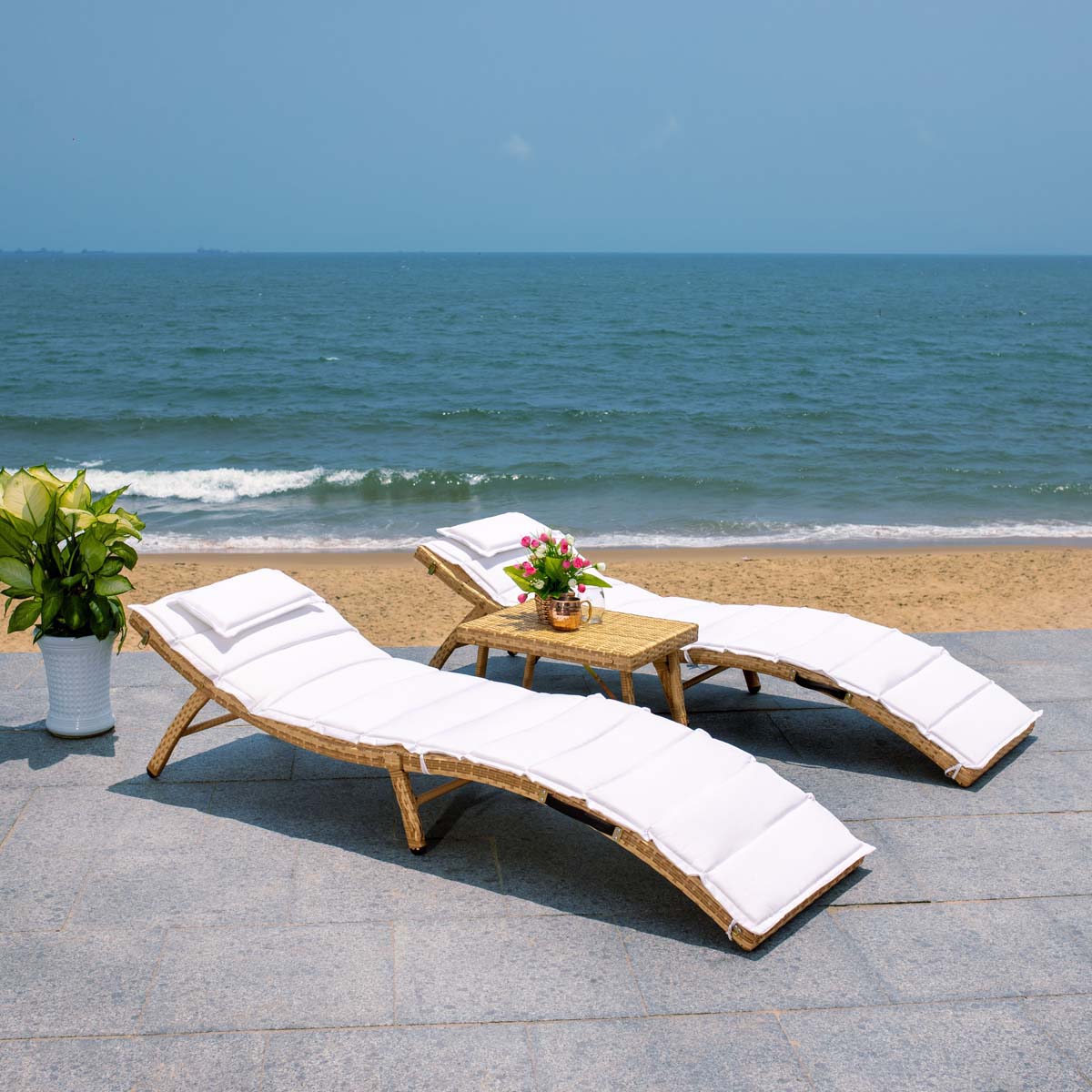 Safavieh Carew 3 Piece Sun Lounger Set , PAT7720 - Natural