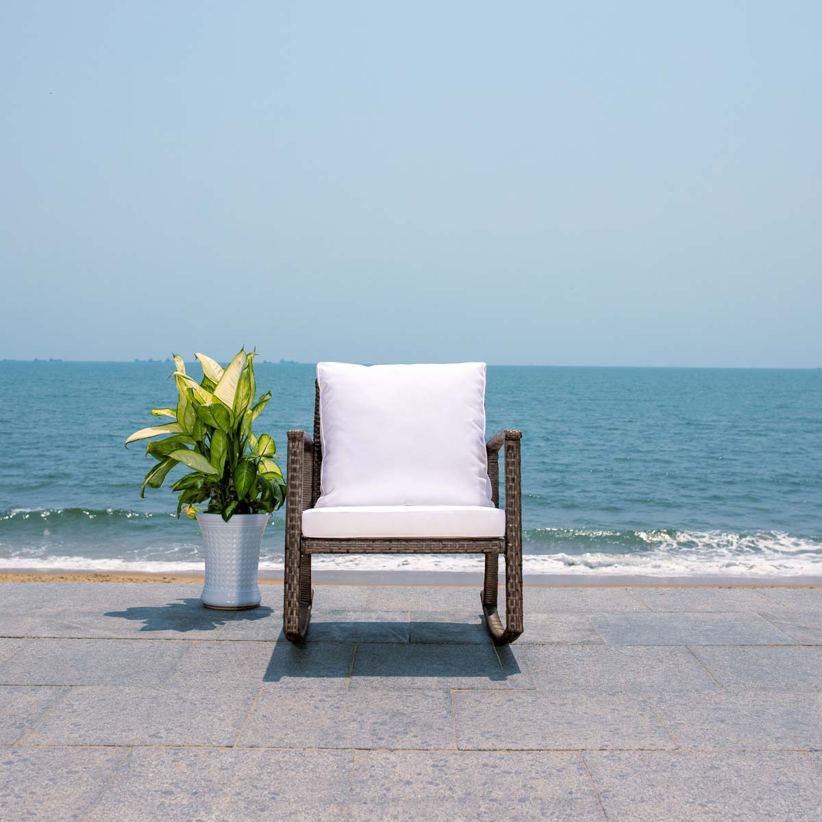 Safavieh Daire Rocking Chair , PAT7721 - Grey Brown / White