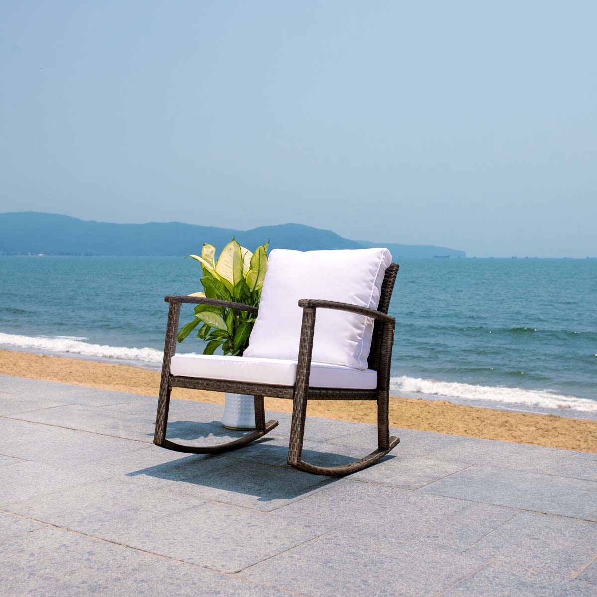 Safavieh Daire Rocking Chair , PAT7721 - Grey Brown / White