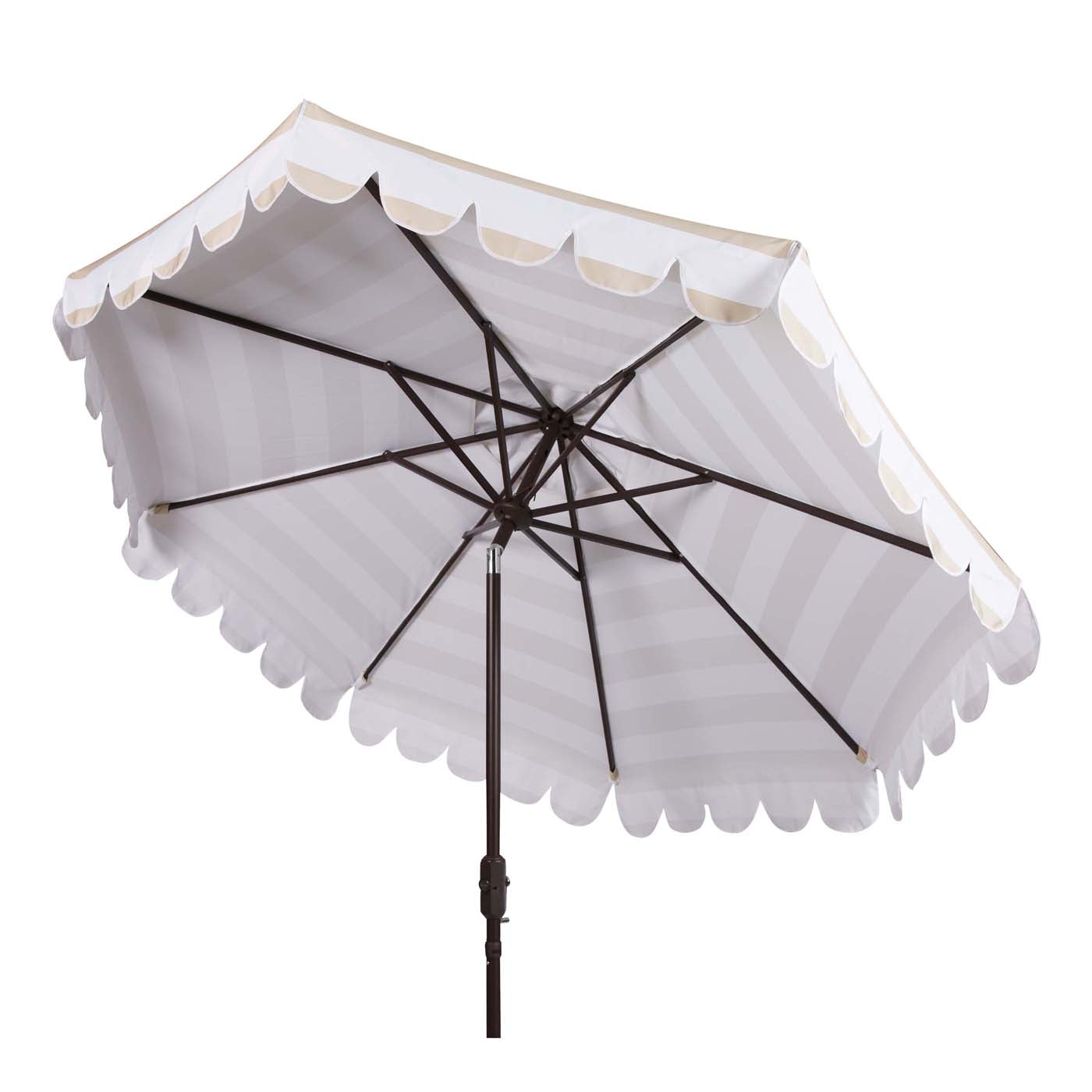 Safavieh Vienna 11Ft Rnd Crank Umbrella , PAT8111 - Beige Stripe