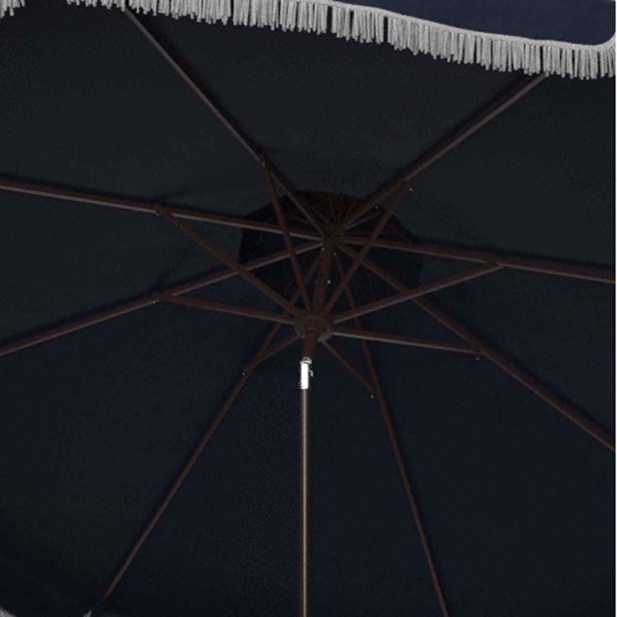 Safavieh Milan Fringe 9Ft Double Top Crank Umbrella , PAT8208 - Navy/White