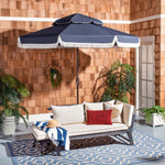 Safavieh Milan Fringe 9Ft Double Top Crank Umbrella , PAT8208 - Navy/White