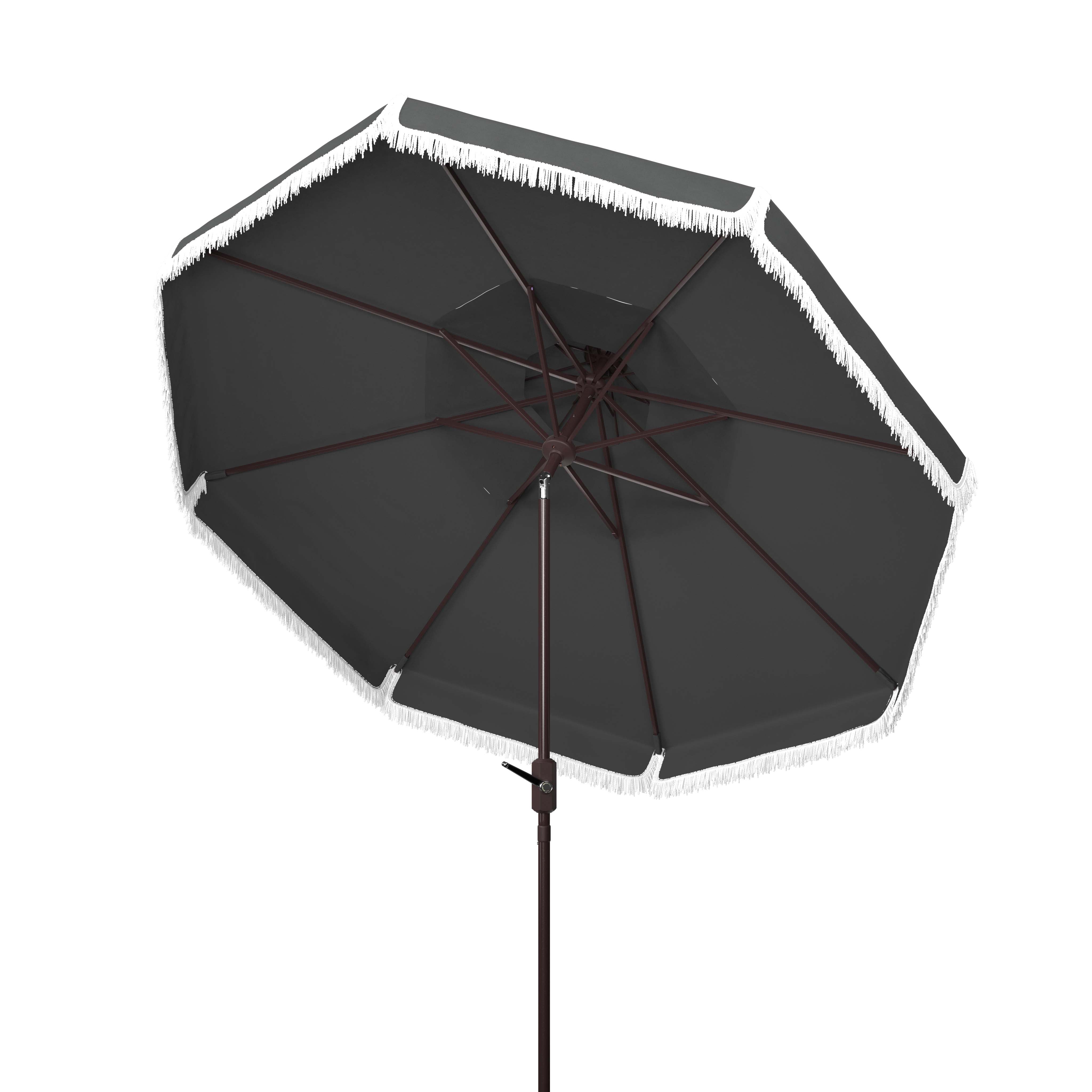 Safavieh Milan Fringe 9Ft Double Top Crank Umbrella , PAT8208 - Grey