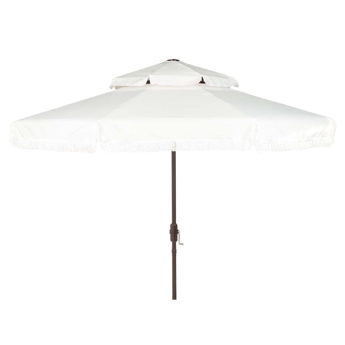 Safavieh Milan Fringe 9Ft Double Top Crank Umbrella , PAT8208 - White