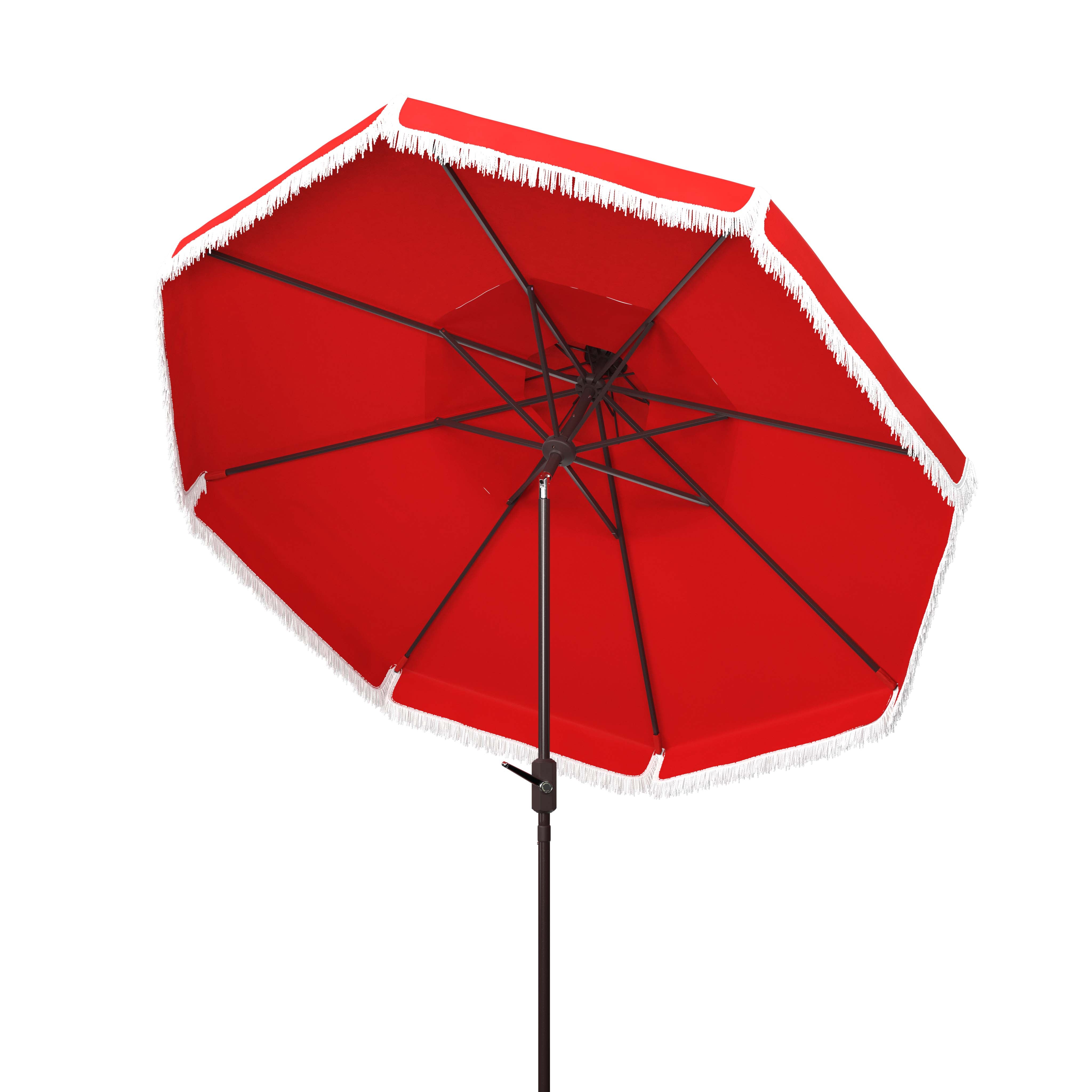 Safavieh Milan Fringe 9Ft Double Top Crank Umbrella , PAT8208 - Red