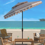Safavieh Vienna 9Ft Rnd Double Top Crank Umbrella , PAT8211 - Beige Stripe