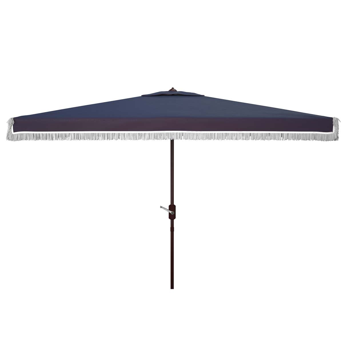 Safavieh Milan Fringe 6.5 X 10 Ft Rect Crank Umbrella , PAT8308 - Navy / White