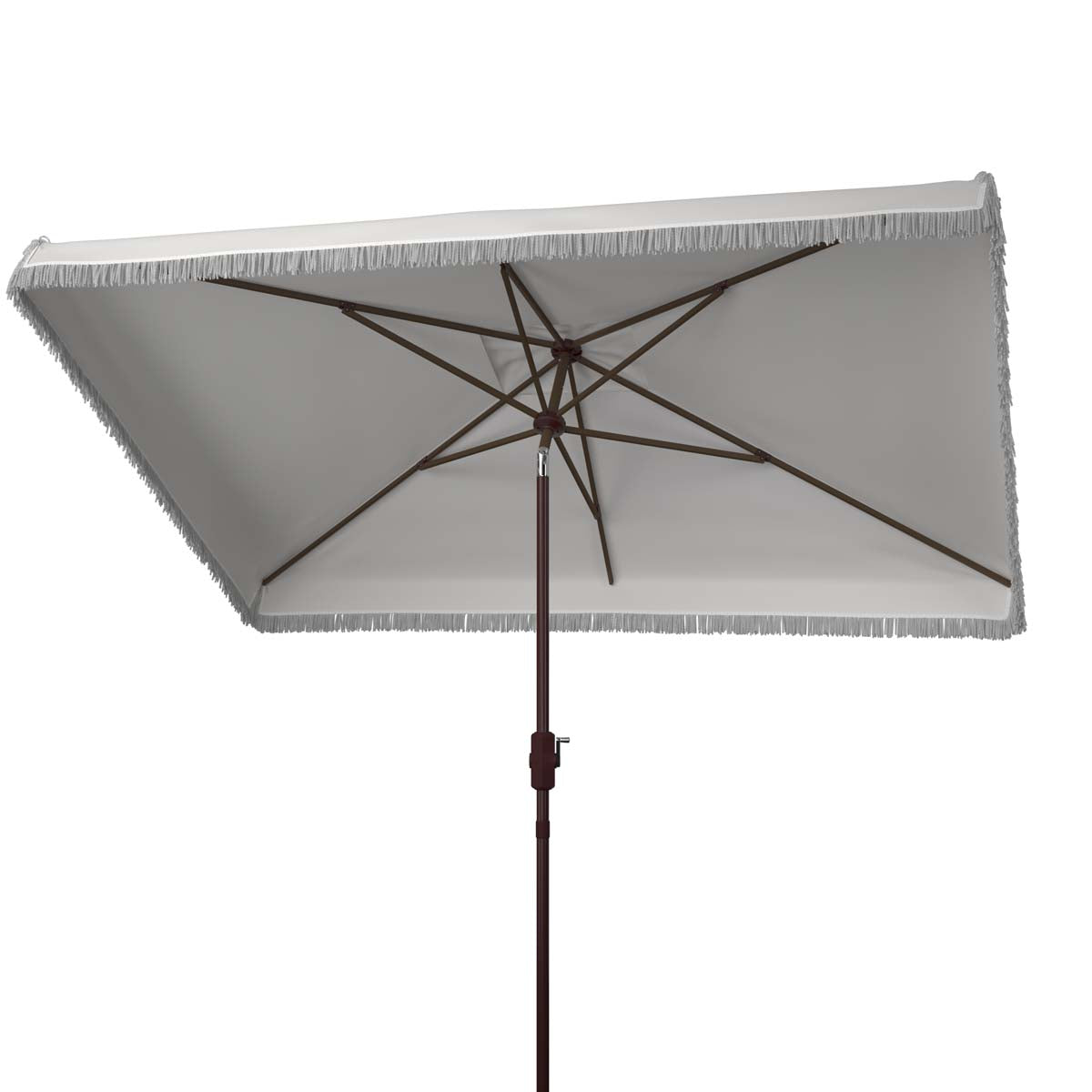 Safavieh Milan Fringe 6.5 X 10 Ft Rect Crank Umbrella , PAT8308 - White
