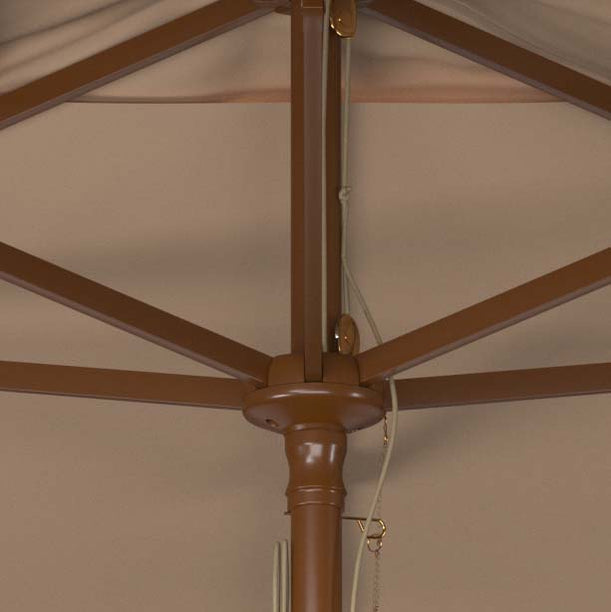 Safavieh Aklin 6.5Ft X 10Ft Rectangle Wooden Pulley Market Umbrella (No Tilt)/Beige , PAT8309 - Beige