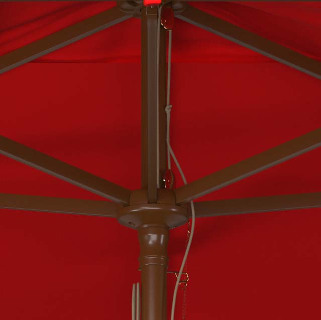 Safavieh Aklin 6.5Ft X 10Ft Rectangle Wooden Pulley Market Umbrella (No Tilt)/Beige , PAT8309 - Red