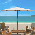 Safavieh Aklin 6.5Ft X 10Ft Rectangle Wooden Pulley Market Umbrella (No Tilt)/Beige , PAT8309 - White