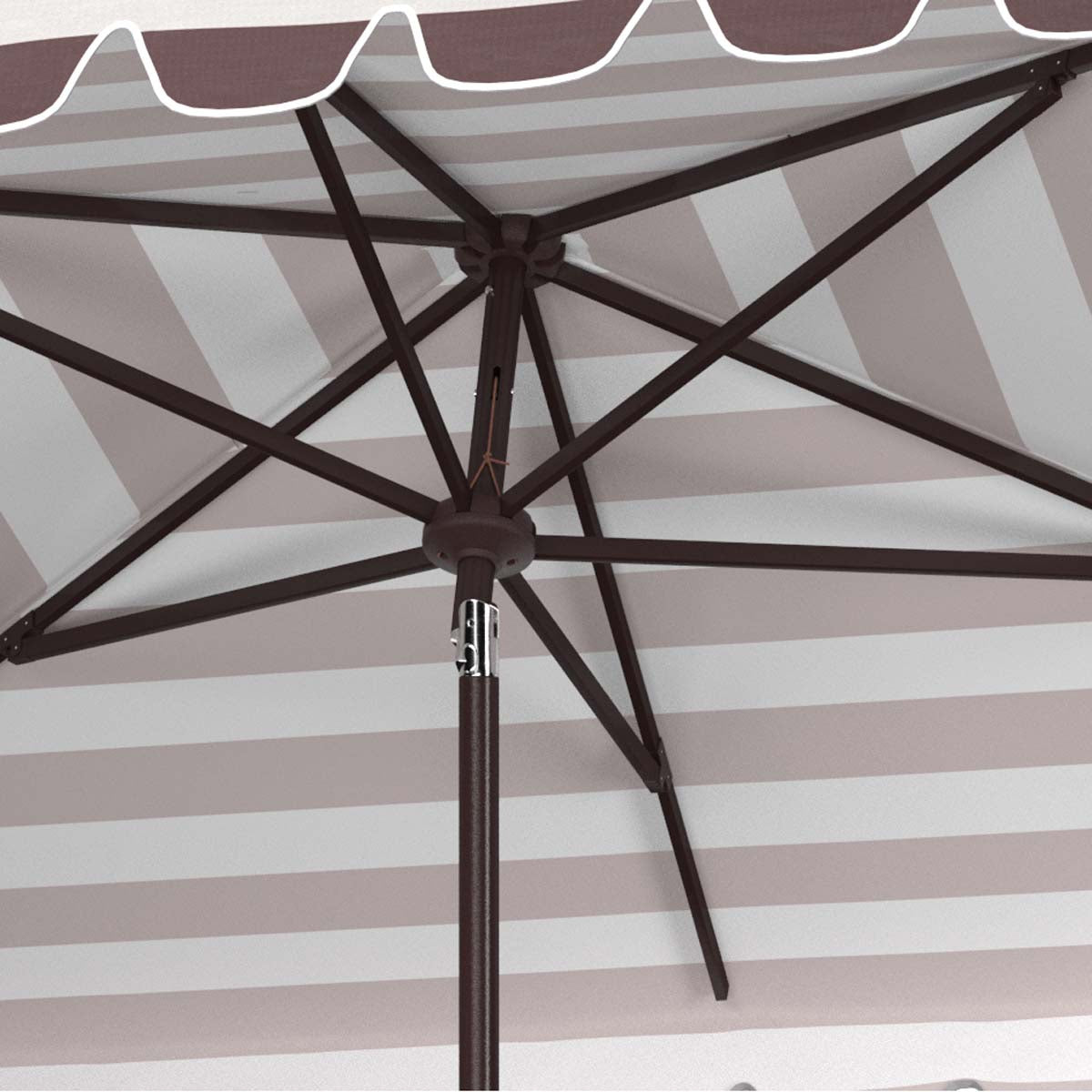 Safavieh Vienna 6.5 X 10 Ft Rect Crank Umbrella , PAT8311 - Grey/White