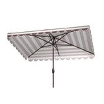 Safavieh Vienna 6.5 X 10 Ft Rect Crank Umbrella , PAT8311 - Grey/White