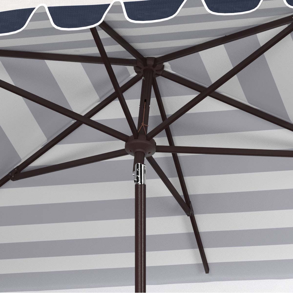 Safavieh Vienna 6.5 X 10 Ft Rect Crank Umbrella , PAT8311 - Navy/White