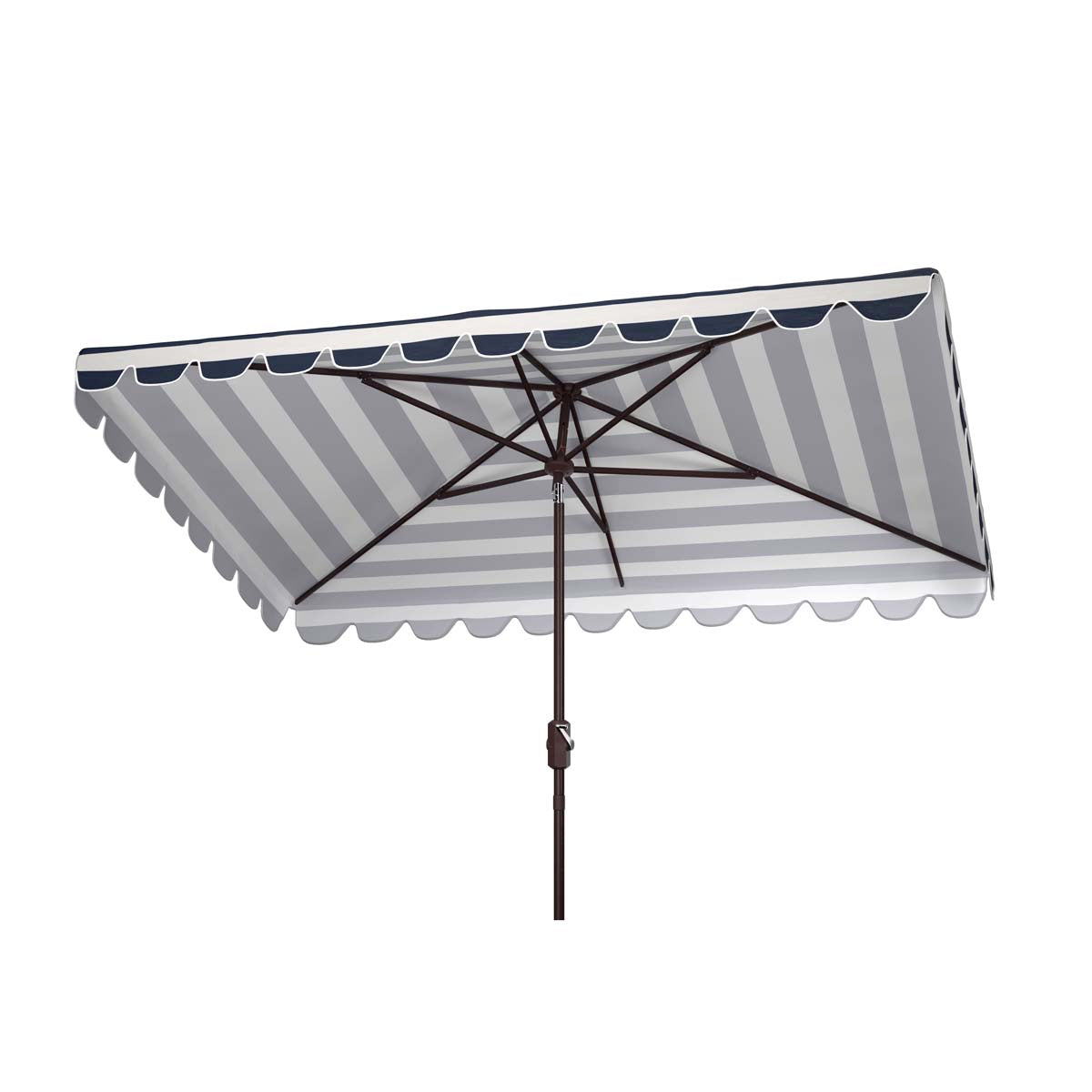 Safavieh Vienna 6.5 X 10 Ft Rect Crank Umbrella , PAT8311 - Navy/White