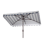 Safavieh Vienna 6.5 X 10 Ft Rect Crank Umbrella , PAT8311 - Navy/White