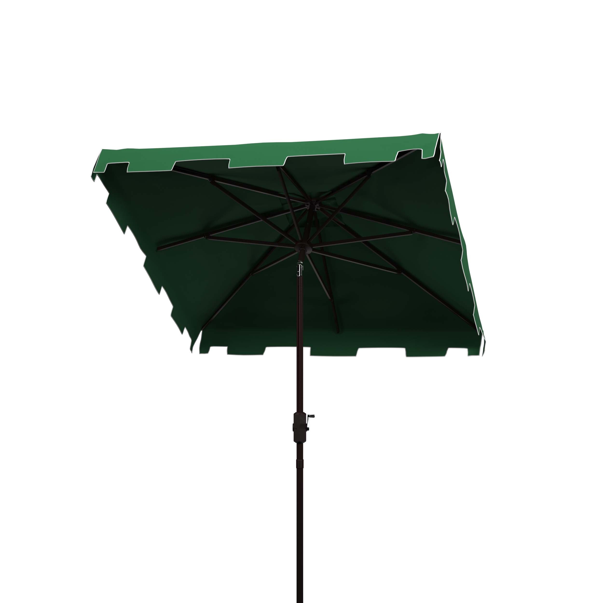 Safavieh Zimmerman 7.5 Ft Square Market Umbrella , PAT8400 - Dark Green/White Trim