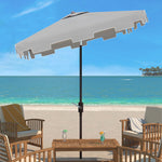 Safavieh Zimmerman 7.5 Ft Square Market Umbrella , PAT8400 - Grey/White Trim