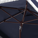 Safavieh Milan Fringe 7.5 Ft Square Crank Umbrella , PAT8408 - Navy/White