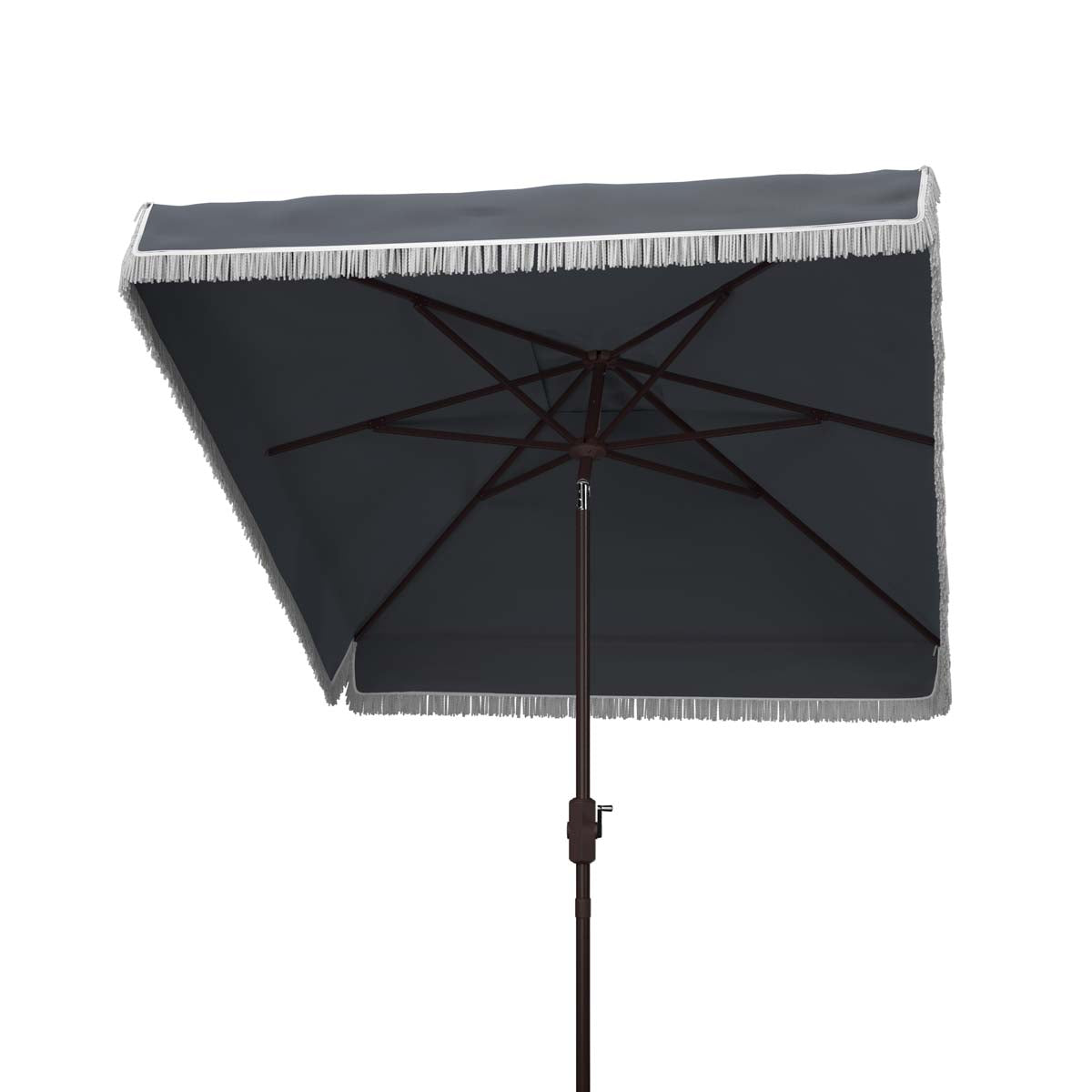 Safavieh Milan Fringe 7.5 Ft Square Crank Umbrella , PAT8408 - Navy/White
