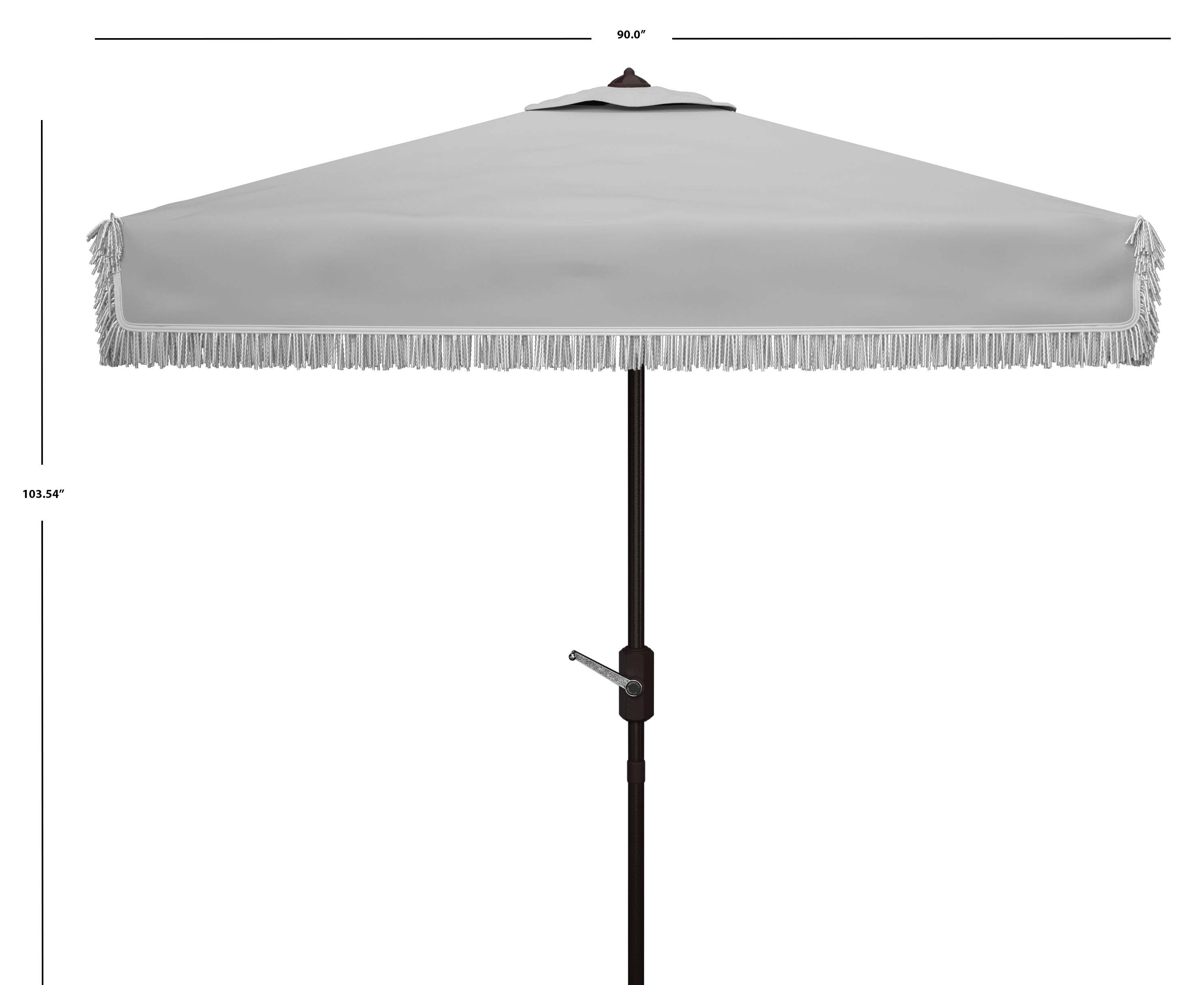 Safavieh Milan Fringe 7.5 Ft Square Crank Umbrella , PAT8408 - Grey