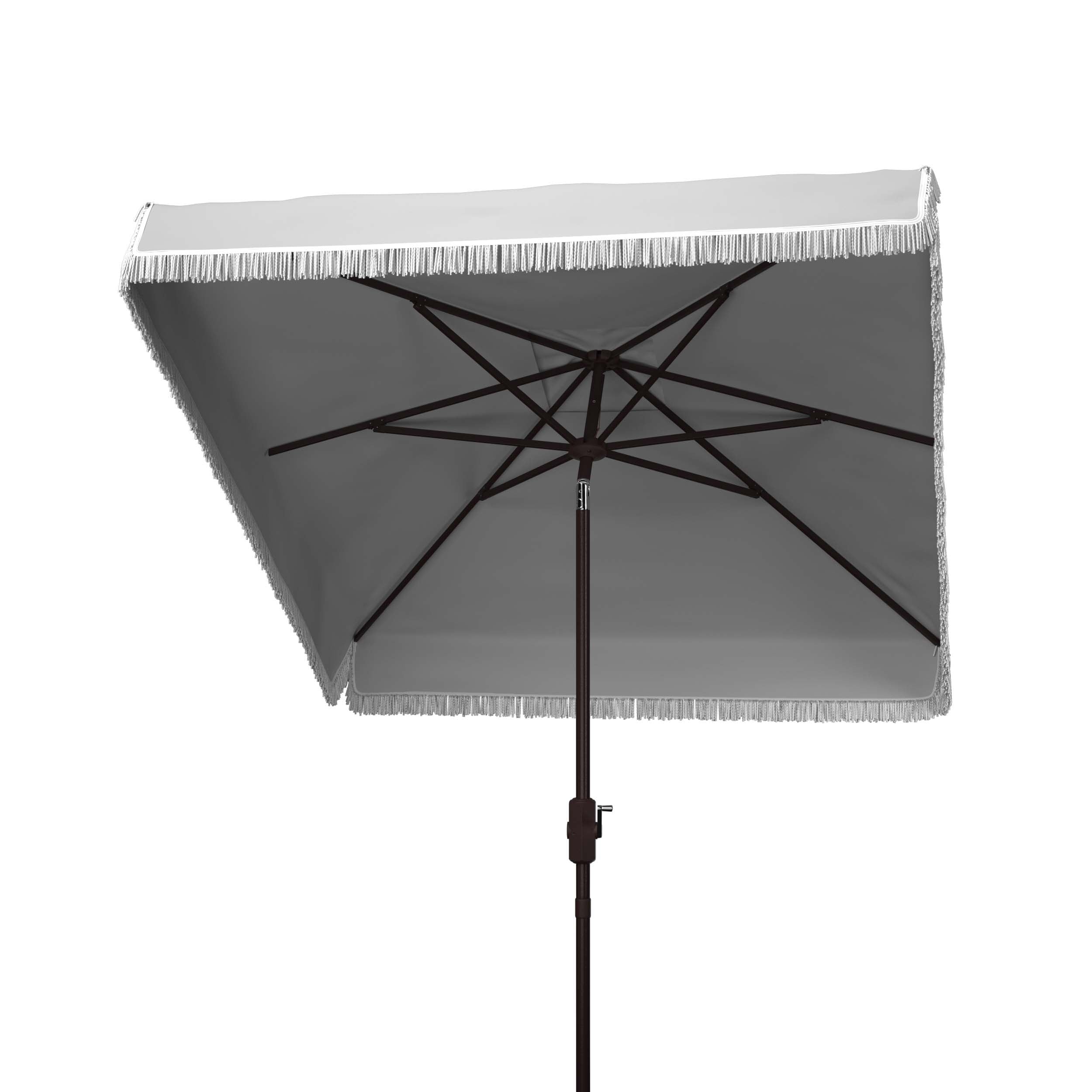 Safavieh Milan Fringe 7.5 Ft Square Crank Umbrella , PAT8408 - Grey