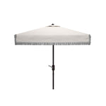 Safavieh Milan Fringe 7.5 Ft Square Crank Umbrella , PAT8408 - White