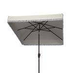 Safavieh Milan Fringe 7.5 Ft Square Crank Umbrella , PAT8408 - White