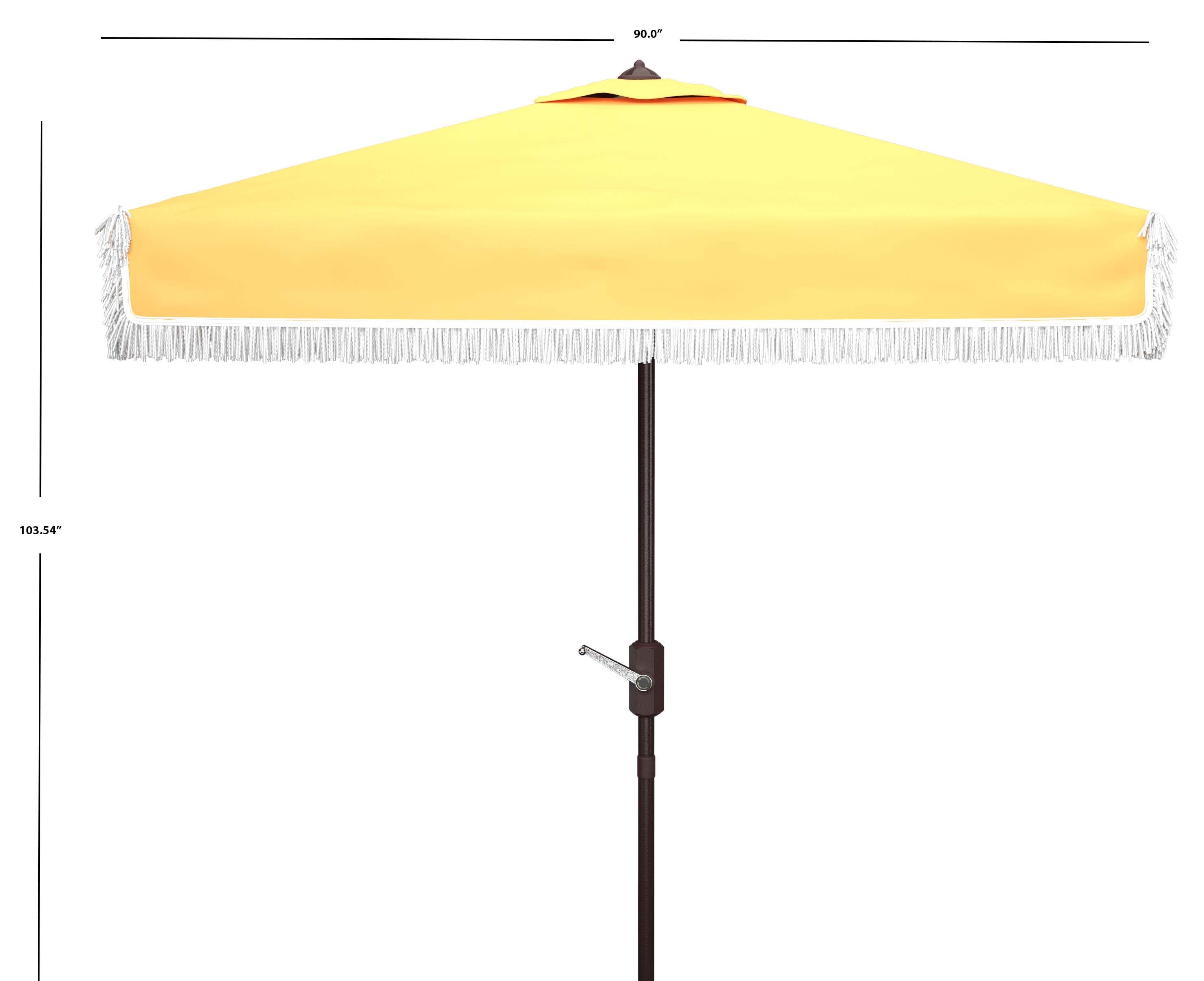 Safavieh Milan Fringe 7.5 Ft Square Crank Umbrella , PAT8408 - Yellow