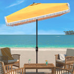 Safavieh Milan Fringe 7.5 Ft Square Crank Umbrella , PAT8408 - Yellow