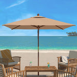 Safavieh Velop 7.5 Ft Square Wooden Pulley Market Umbrella , PAT8409 - Beige